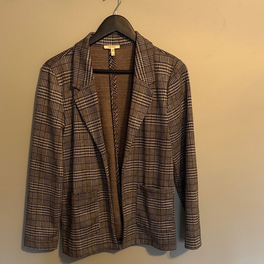 Classic Brown Plaid Women's Blazer